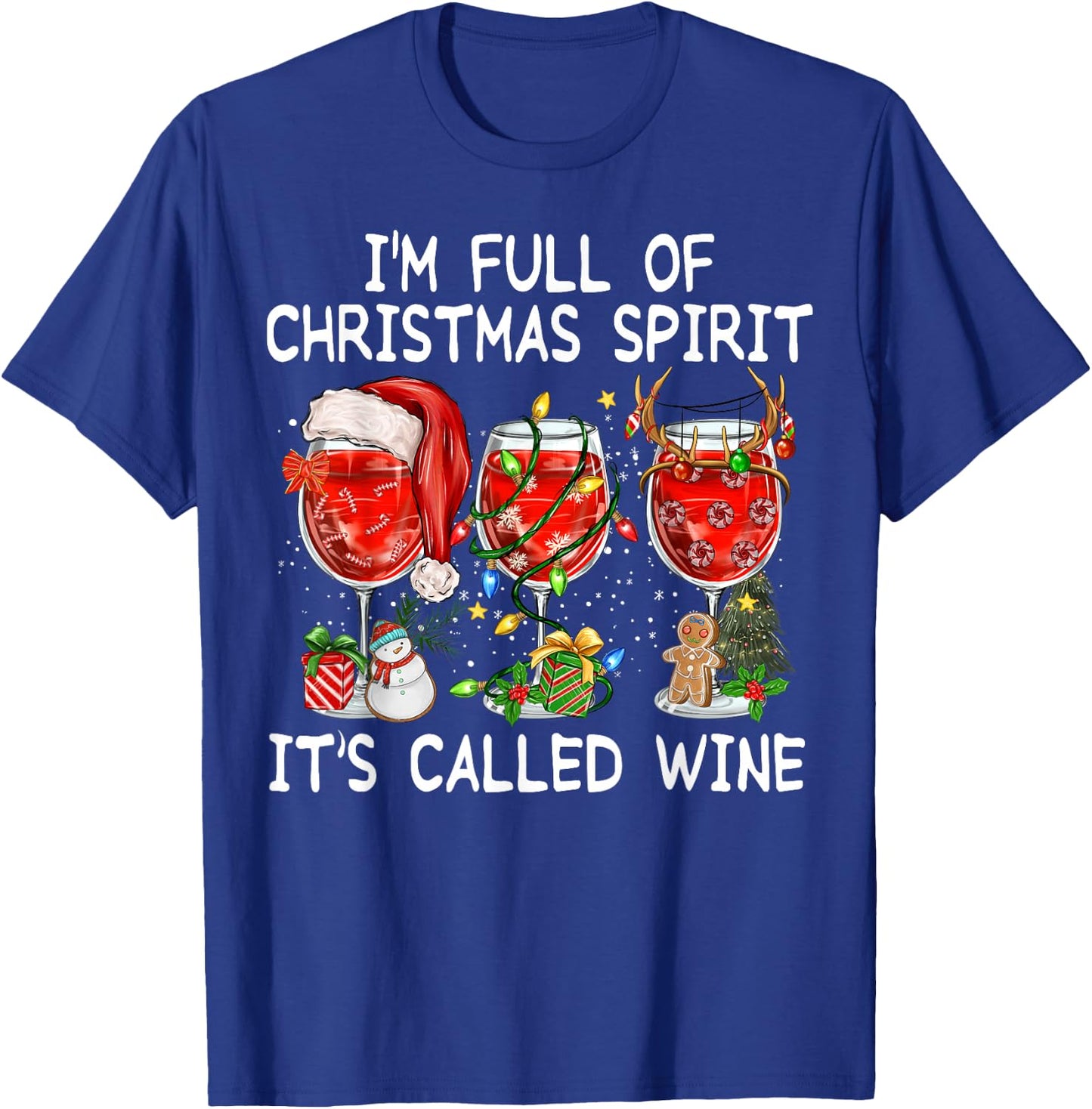 Red Wine Glass Drinking Christmas Spirits Family Pajama T-Shirt - T-Shirt | Royal