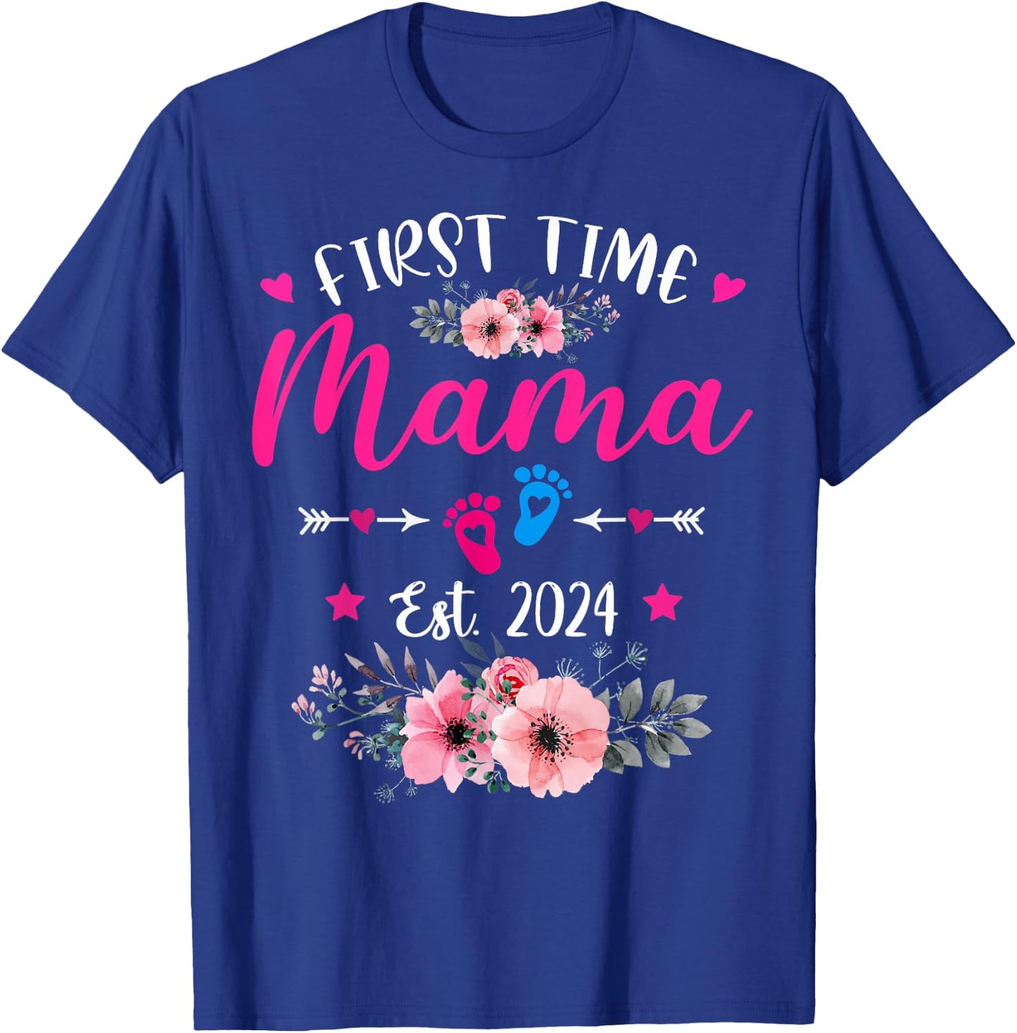First Time Mama 2024 Mother's Day Soon To Be Mom Pregnancy T-Shirt - T-Shirt | Royal