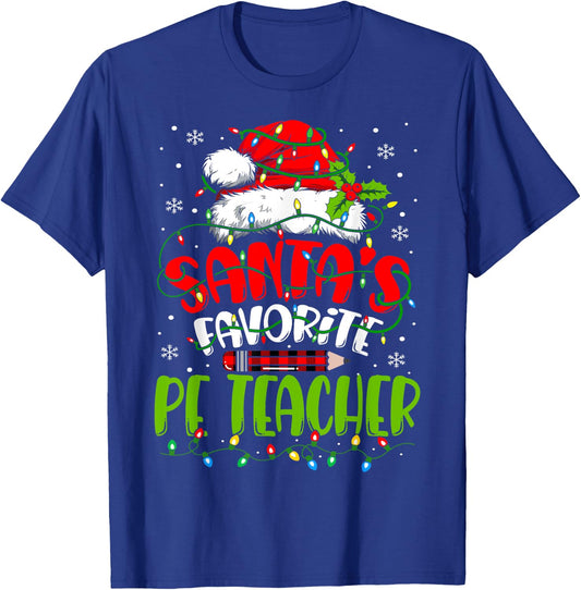 Santa Favorite Pe Teacher Christmas Physical Education Men Women T-Shirt - T-Shirt | Royal