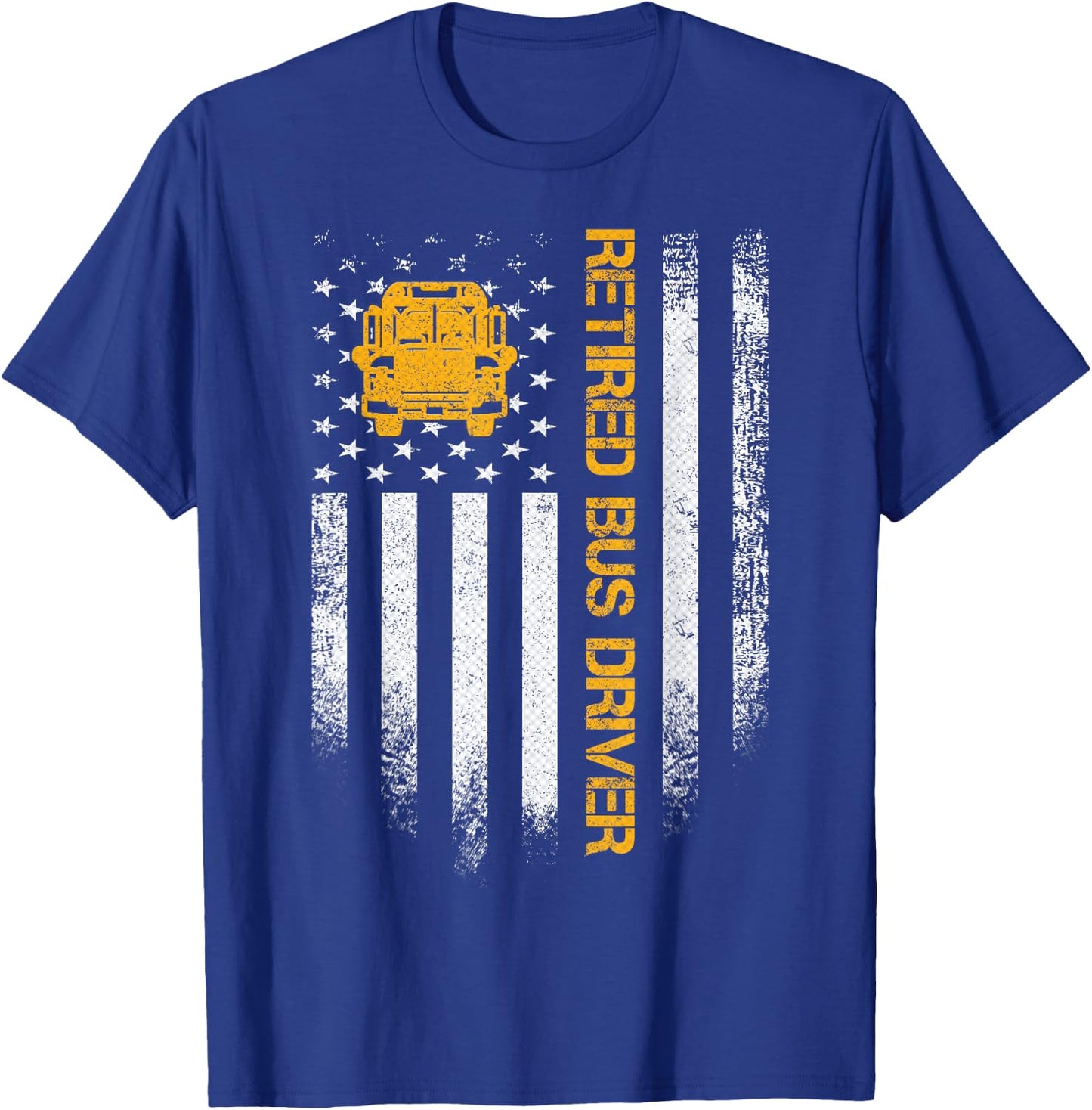 Vintage American Flag Retired School Bus Driver Retirement T-Shirt - T-Shirt | Royal