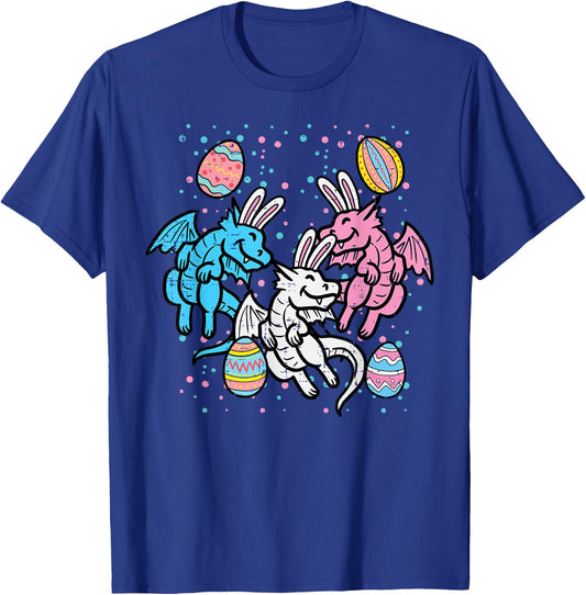 Dragon Bunnies Easter Eggs Funny Men Women Kids Teens Youth T-Shirt - T-Shirt | Royal