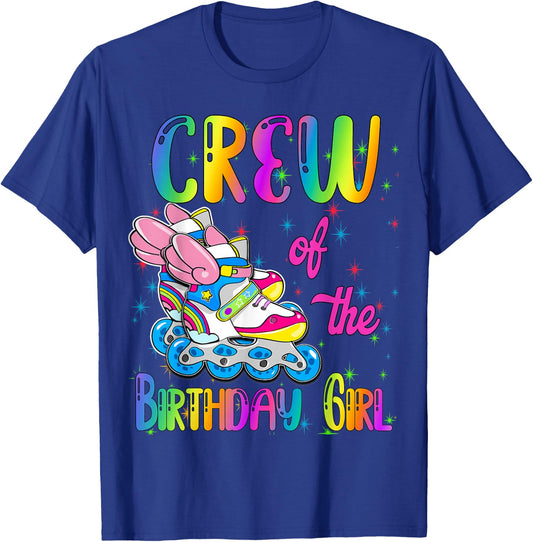 Crew of the Birthday girl Rolling skate Family Party T-Shirt - T-Shirt | Royal