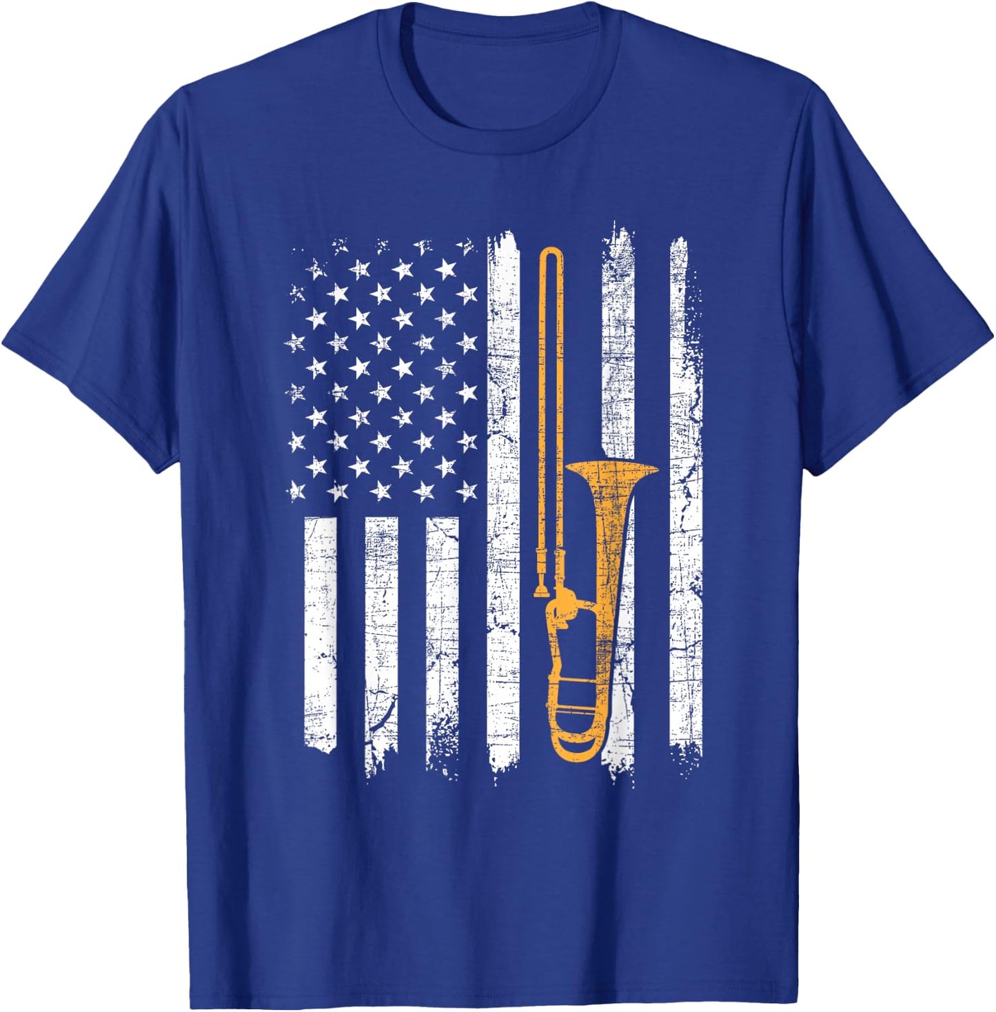 USA American Flag Trombone - Trombonist Music Lover T-Shirt - T-Shirt | Royal