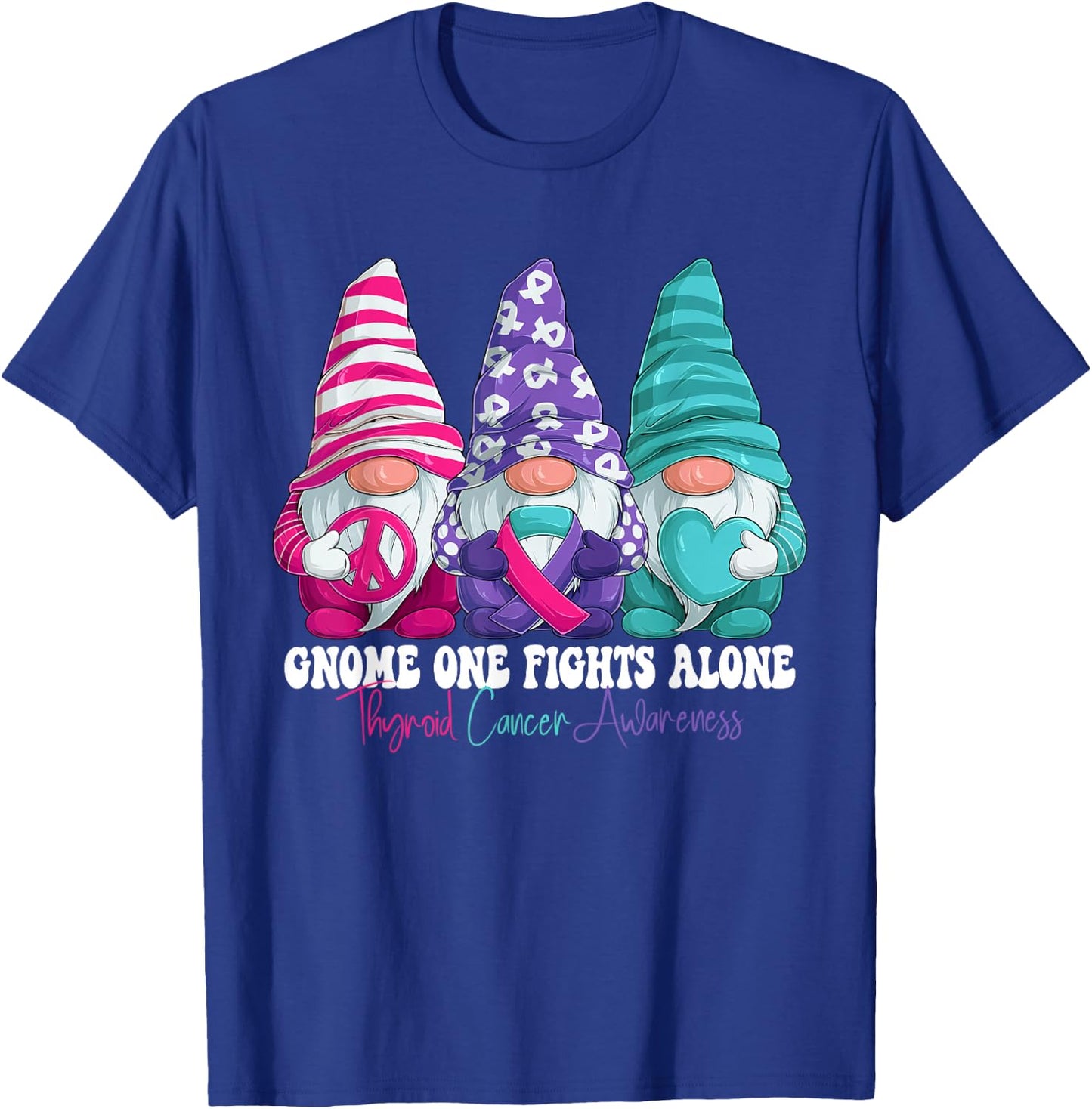 Funny Gnomies Thyroid Cancer Awareness Month Ribbon T-Shirt - T-Shirt | Royal