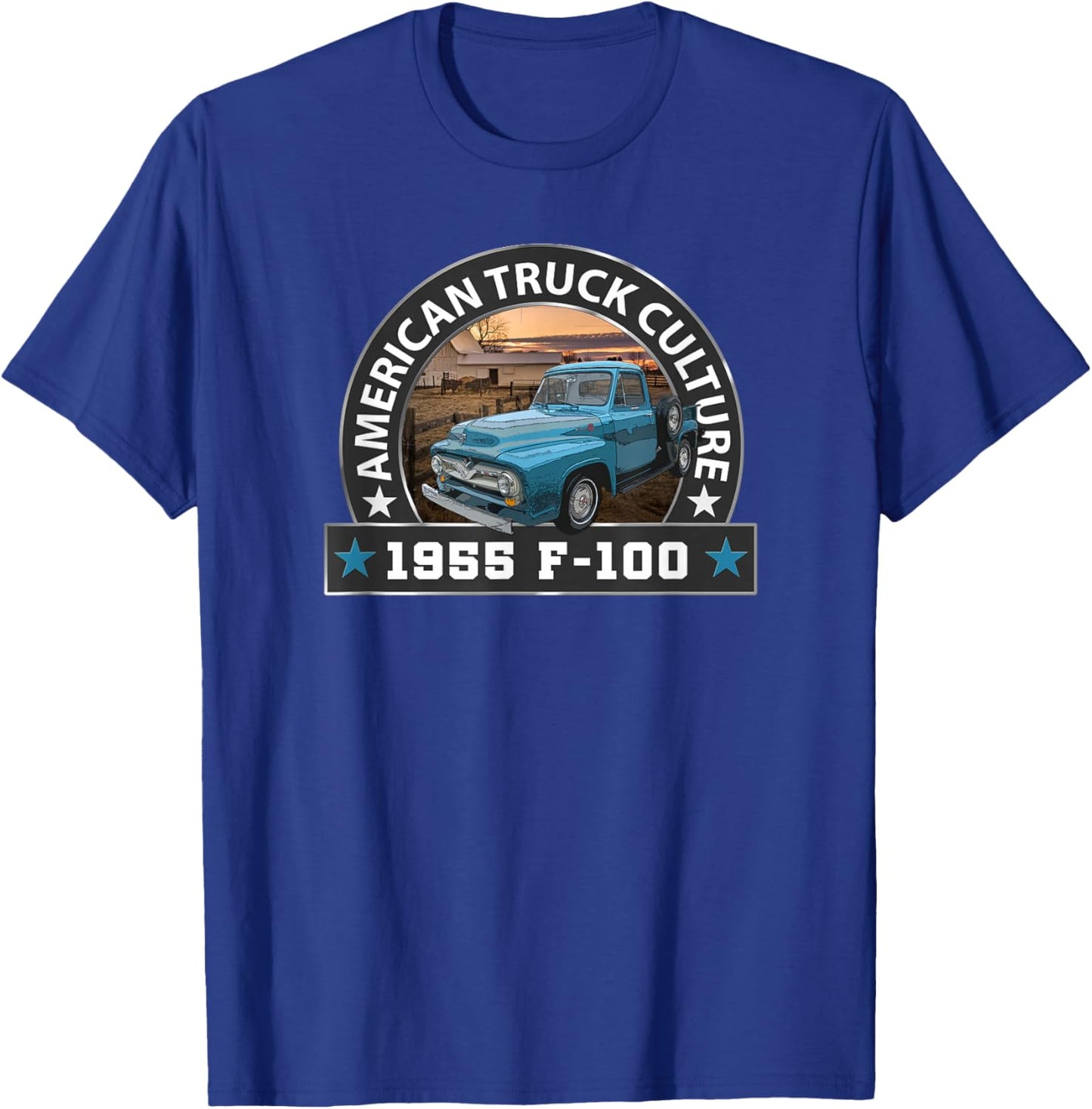 Vintage 1955 F100 Pickup Truck, Big Blue, Classic Trucks T-Shirt - T-Shirt | Royal