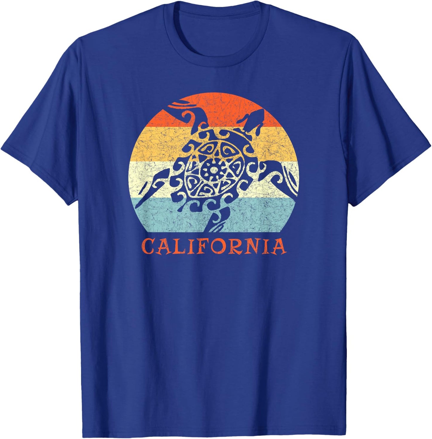 California Vintage Vacation Retro Tribal Sea Turtle T-Shirt - T-Shirt | Royal