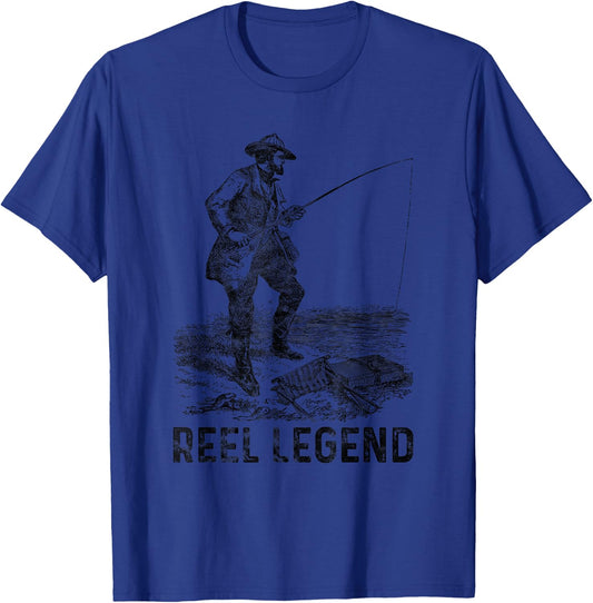 Reel Legend, Old Vintage Fisherman Fishing Grandpa Joke T-Shirt - T-Shirt | Royal