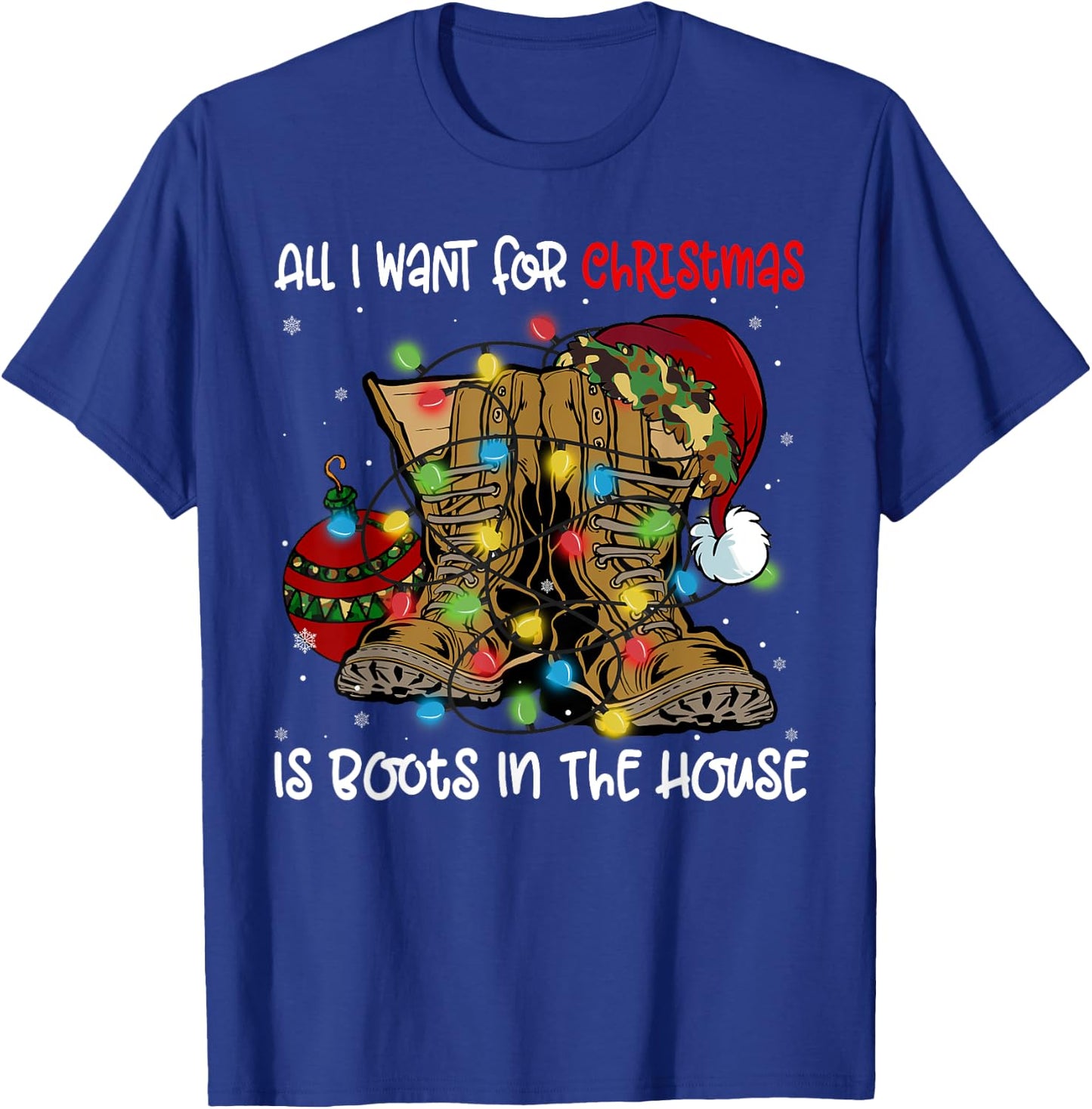 All I Want For Christmas Is Boots In The House Santa Hat T-Shirt - T-Shirt | Royal