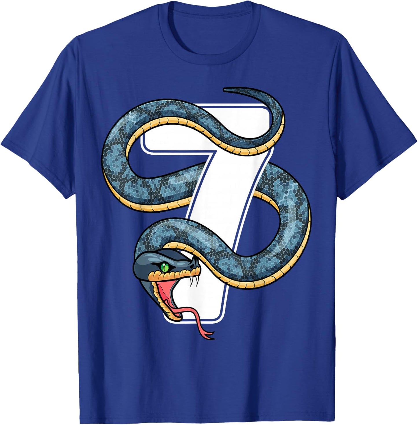 7th Birthday Snake Lover Seven 7 Year Old Birthday Boy Girl T-Shirt - T-Shirt | Royal
