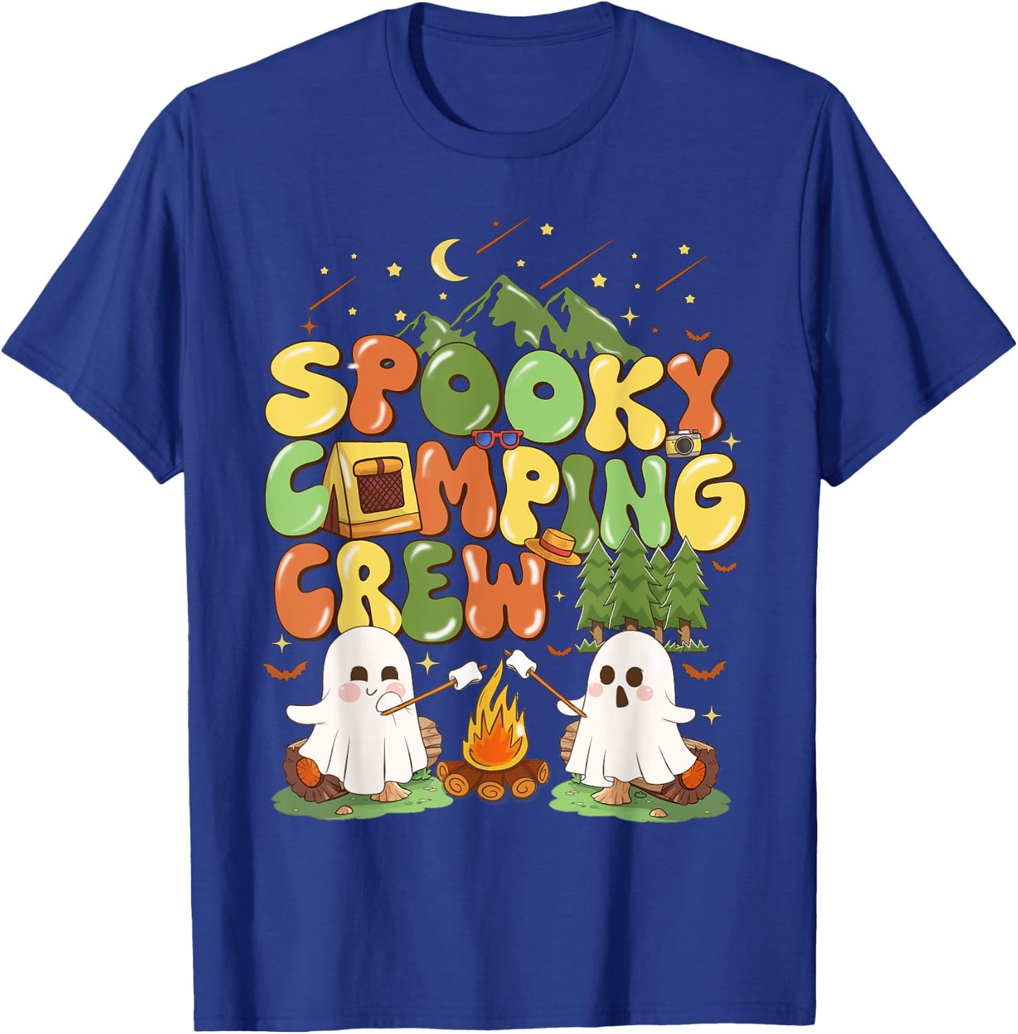 Spooky Camping Crew Halloween Cute Boo Ghost T-Shirt - T-Shirt | Royal