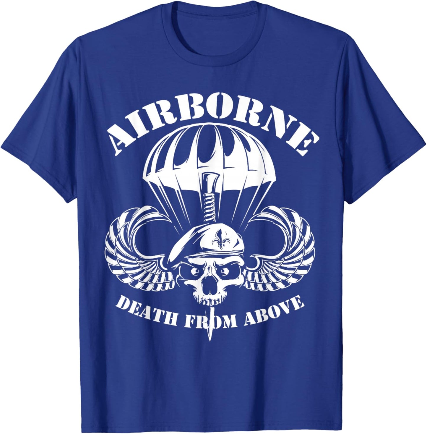 Death From Paratrooper Above US Airborne Division Veteran T-Shirt - T-Shirt | Royal