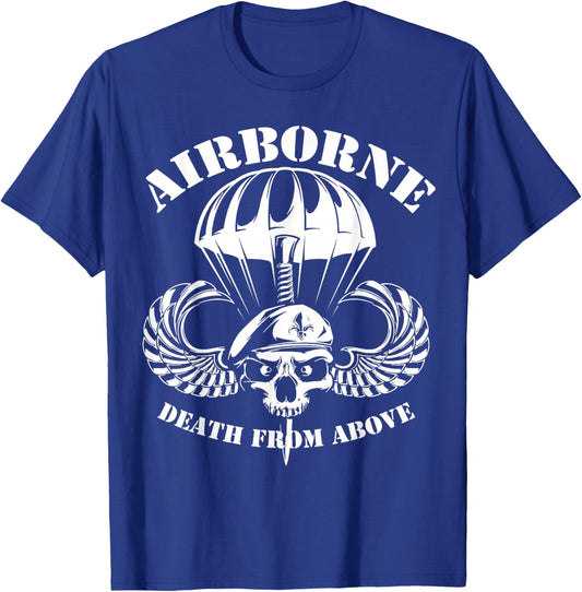 Death From Paratrooper Above US Airborne Division Veteran T-Shirt - T-Shirt | Royal