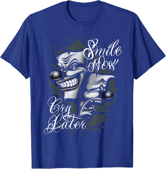 Smile Now Cry Later Chicano Tattoo Art T-Shirt - T-Shirt | Royal