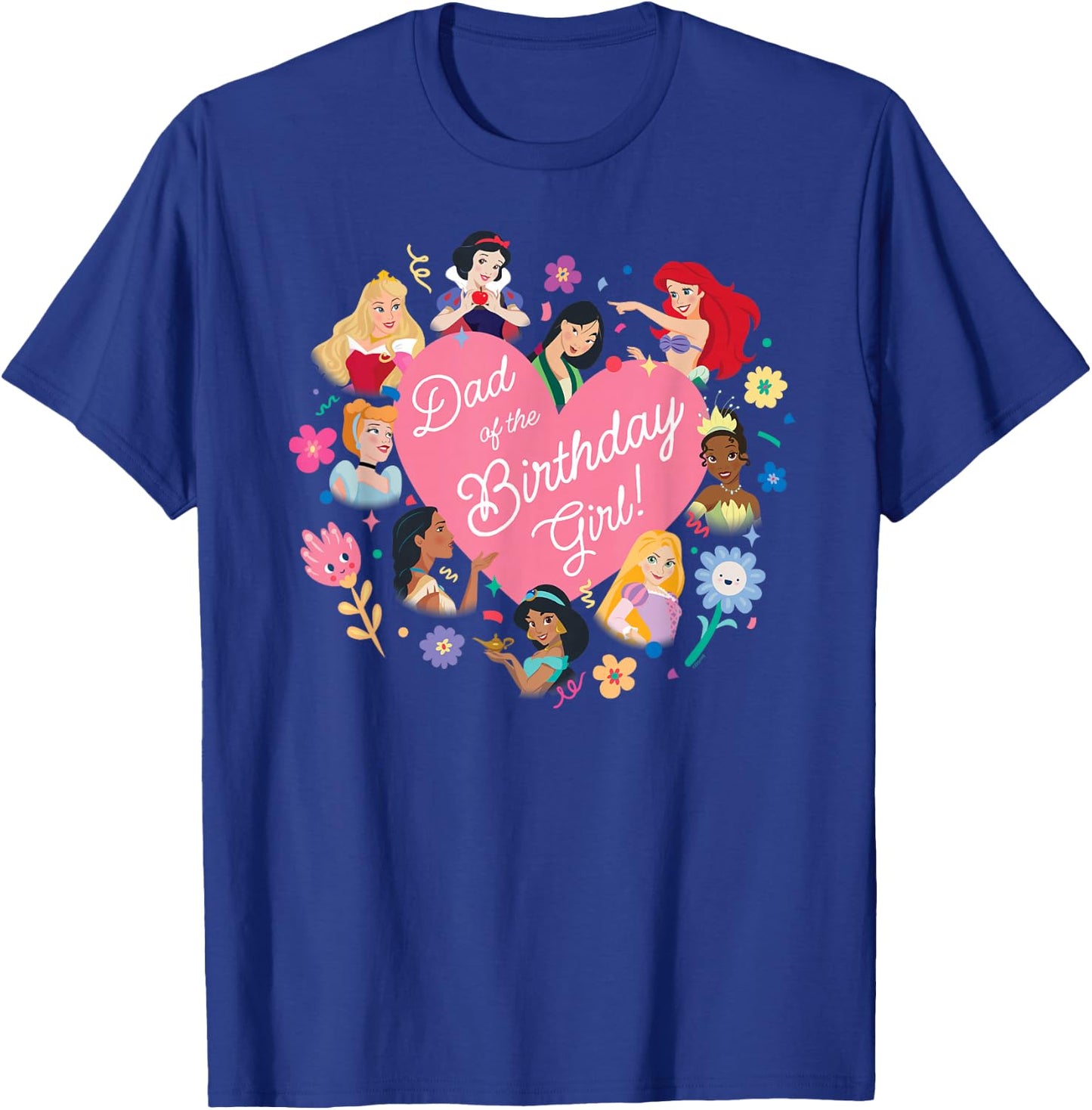 Disney Princess Family Heart Dad of The Birthday Girl T-Shirt - T-Shirt | Royal