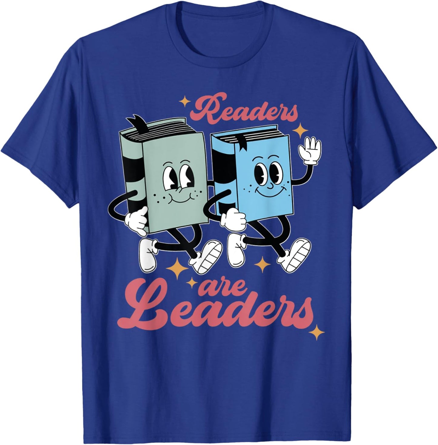 Reading Teacher Readers Are Leaders Retro Groovy Vintage Men Women T-Shirt - T-Shirt | Royal