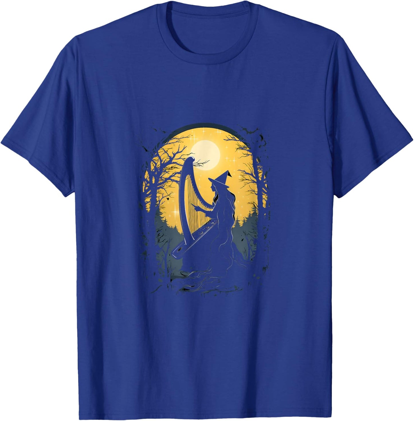 Witch Playing Harp Halloween Harpist Harp Player T-Shirt - T-Shirt | Royal