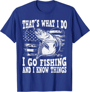 Funny Fishing saying and sarcastic Fisherman quote Thats what i do i go fishing, funny fishing , Men's Black Small Short Sleeve T-Shirt - T-Shirt | Royal