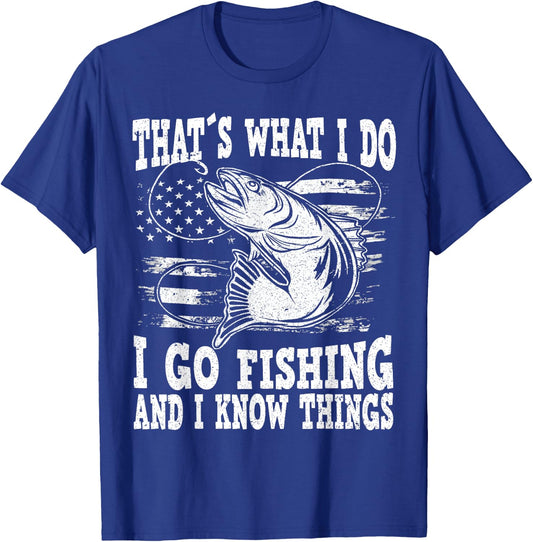 Funny Fishing saying and sarcastic Fisherman quote Thats what i do i go fishing, funny fishing , Men's Black Small Short Sleeve T-Shirt - T-Shirt | Royal