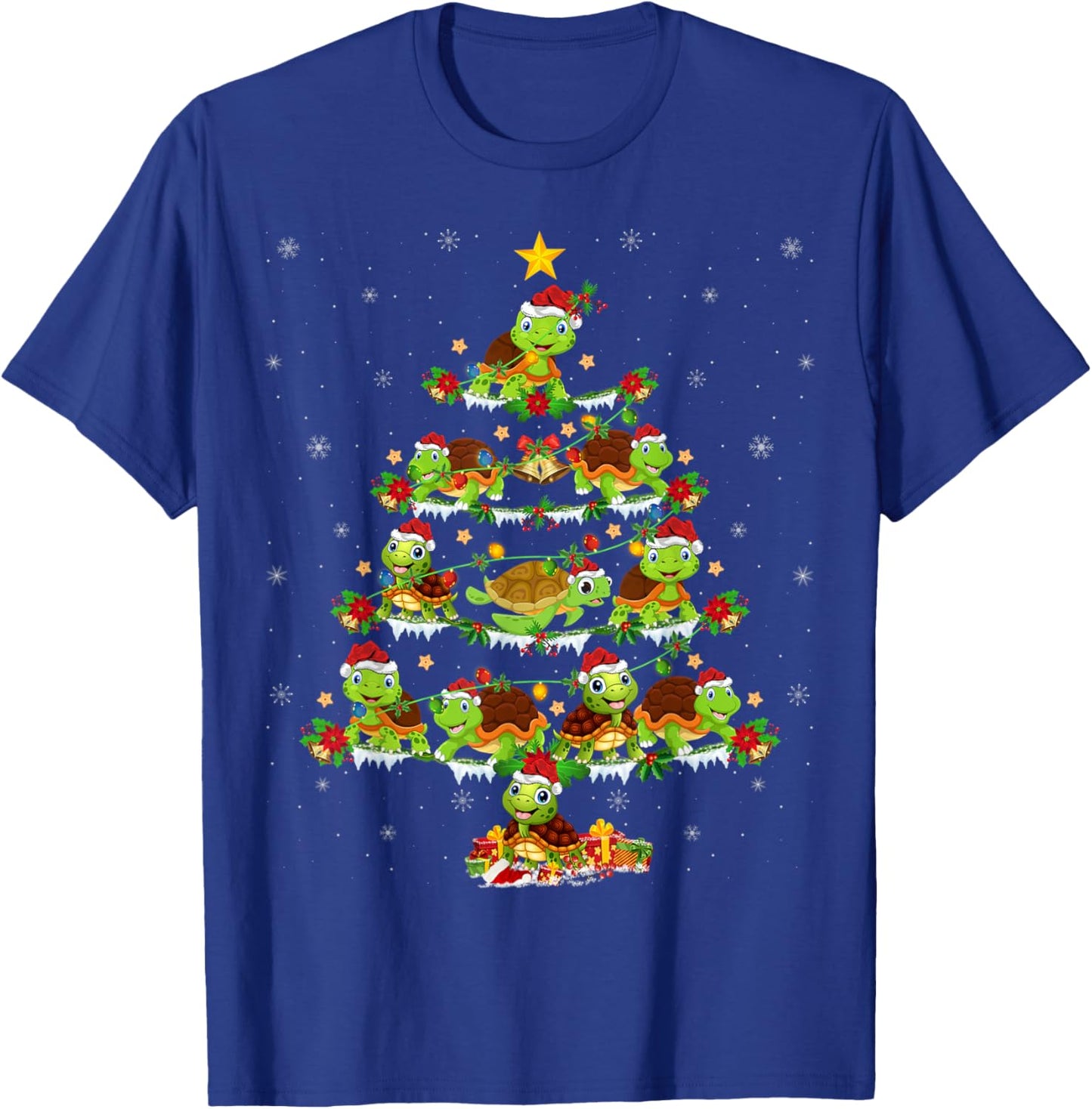 Turtle Lover Xmas Lights Turtle Christmas Tree T-Shirt - T-Shirt | Royal