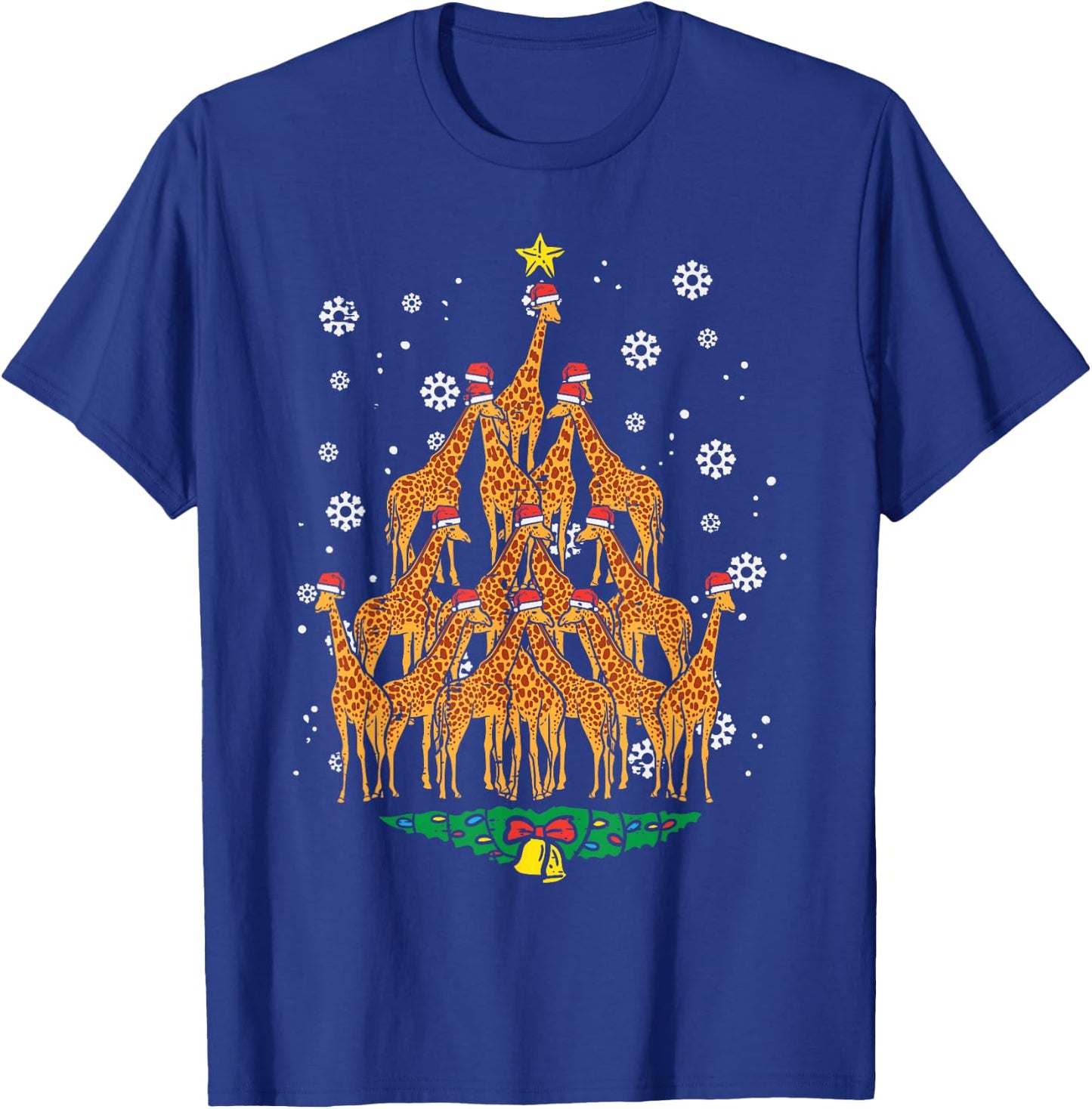 Giraffe Christmas Tree Animal Xmas Women Men T-Shirt - T-Shirt | Royal