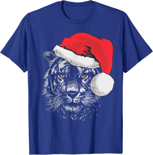 Tiger Shirts Men & Kids Tiger Santa Christmas 2025 T-Shirt - T-Shirt | Royal