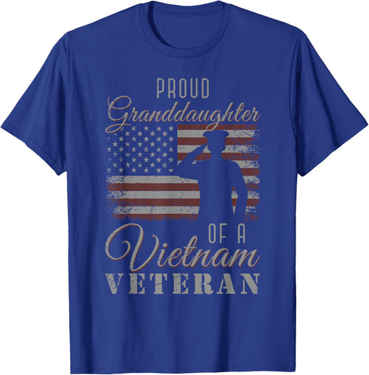 Proud Granddaughter US Flag 4th Of July Vietnam Veteran T-Shirt - T-Shirt | Royal
