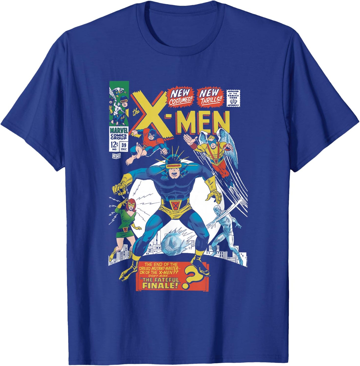 Marvel X-Men New Costumes! New Thrills! Vintage Comic Cover T-Shirt - T-Shirt | Royal
