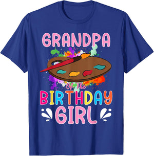 Grandpa of The Birthday Girl Kids Painting Art Paint Family T-Shirt - T-Shirt | Royal