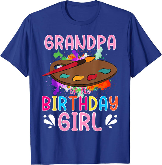 Grandpa of The Birthday Girl Kids Painting Art Paint Family T-Shirt - T-Shirt | Royal