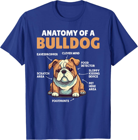 Cute Dogs Explanation Anatomy Of A Bulldog Men Women Girls Kids T-Shirt - T-Shirt | Royal