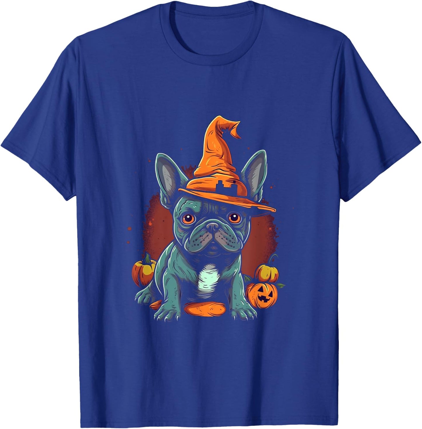 French Bulldog Witch Hat Halloween Costume Dog Lover Puppy Women Kids T-Shirt - T-Shirt | Royal