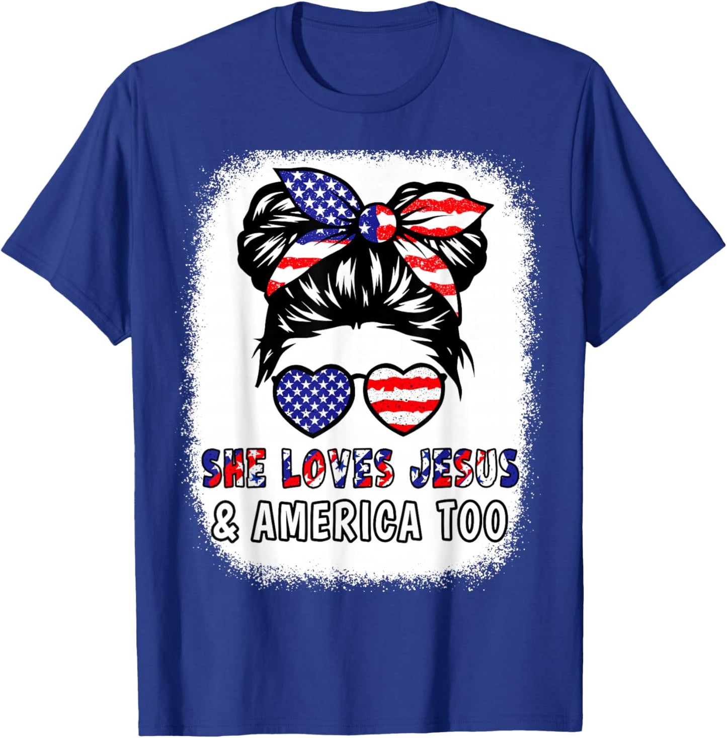 Girl Loves Jesus & America 4th July Flag USA Patriotic Women T-Shirt - T-Shirt | Royal