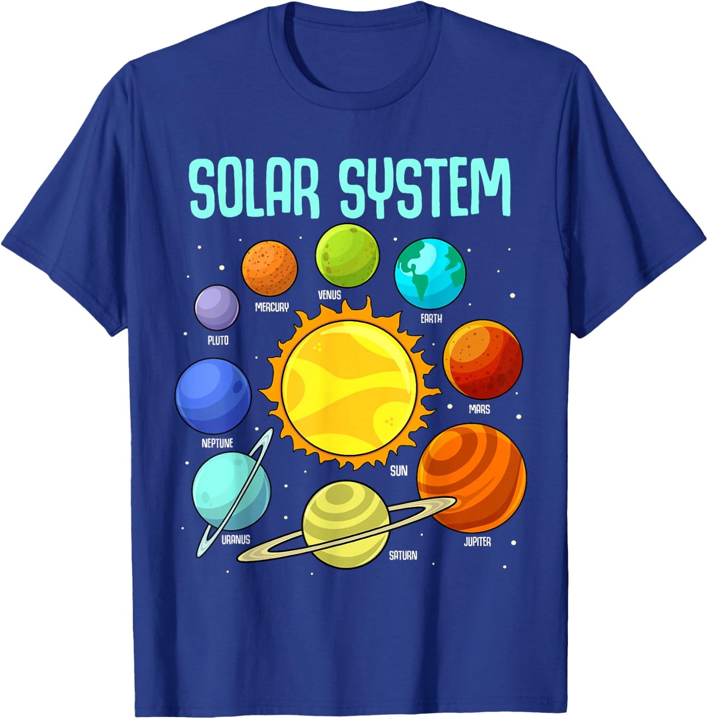 Solar Systems Planets Science Space Boys Girls STEM Colorful T-Shirt - T-Shirt | Royal