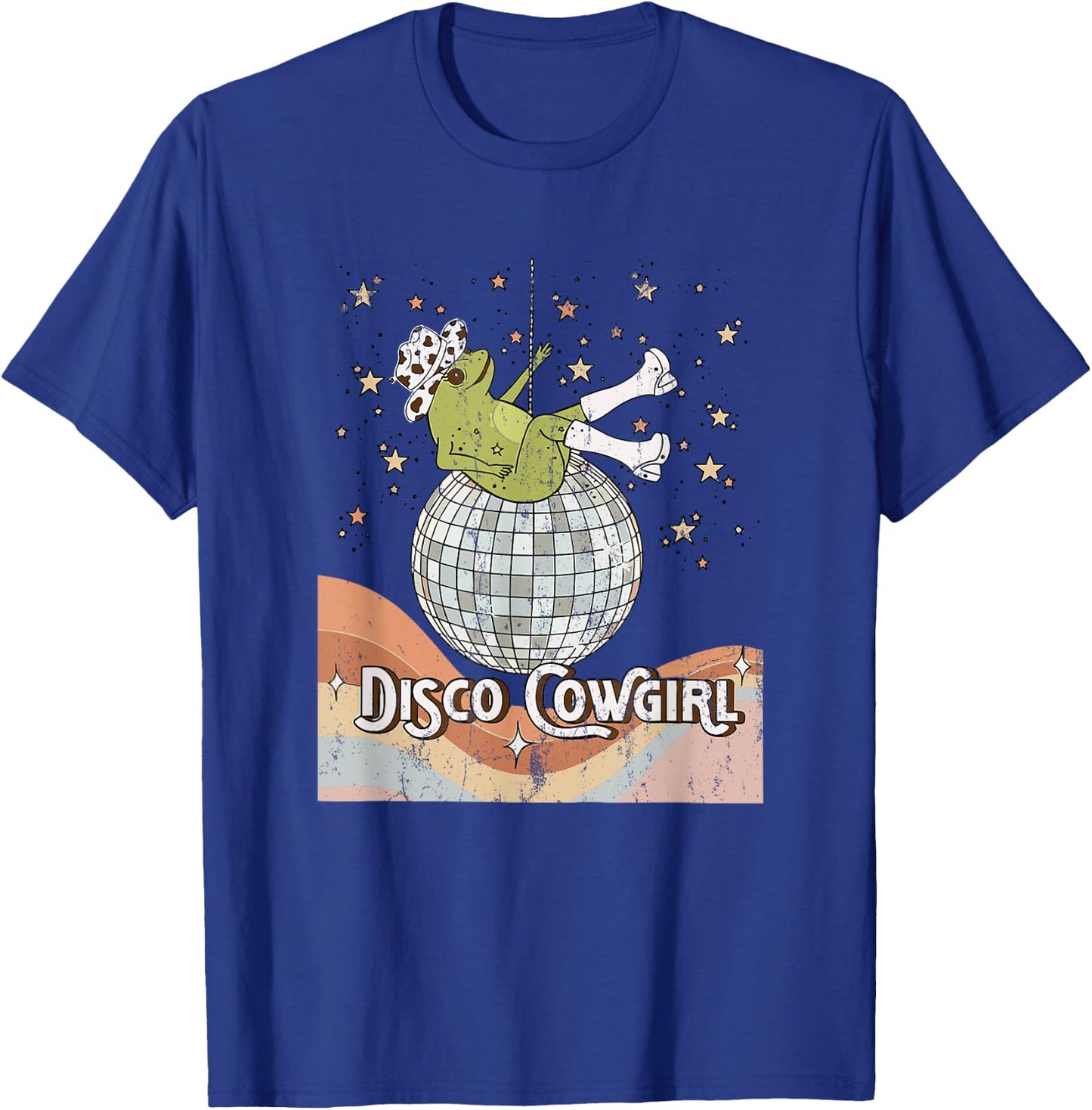 Retro Disco cowgirl, Space Cowgirl, Disco Party frog Cowboy T-Shirt - T-Shirt | Royal