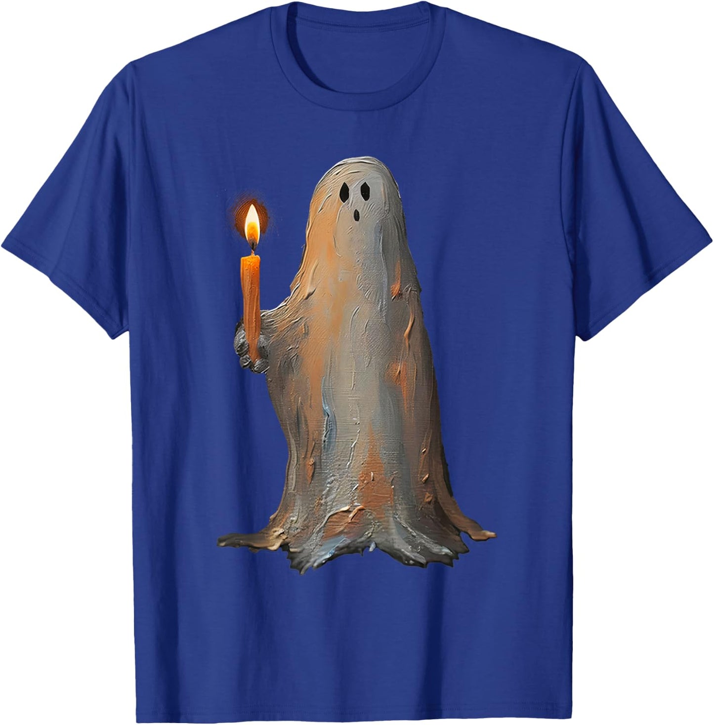 Halloween Ghost Holding Candle Spooky T-Shirt - T-Shirt | Royal