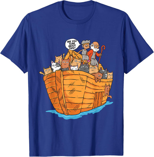 Noah's Ark Boat with Cats Religious Christian Cat Lover T-Shirt - T-Shirt | Royal