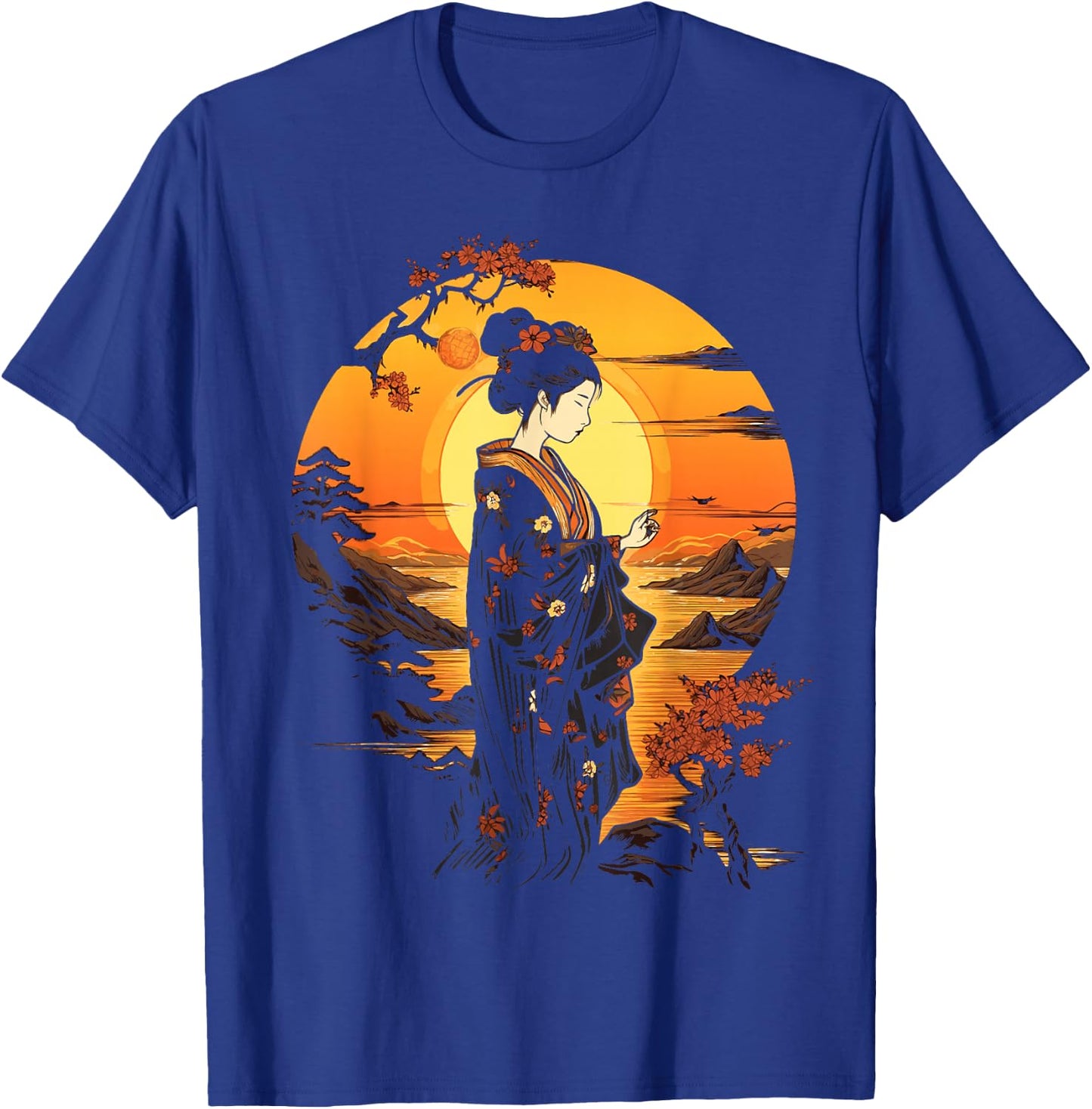 Japanese Geisha Zen Aesthetic Sakura Asian Art Beautiful T-Shirt - T-Shirt | Royal