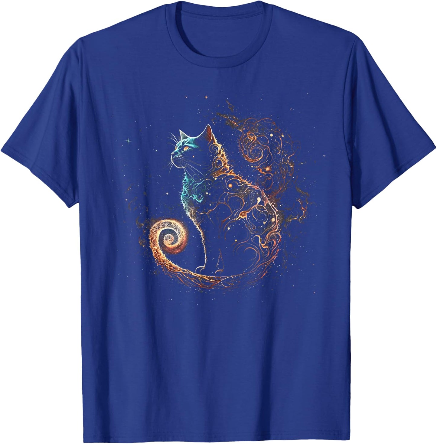 Cat in The Galaxy and Space Kitten Cat Head T-Shirt - T-Shirt | Royal