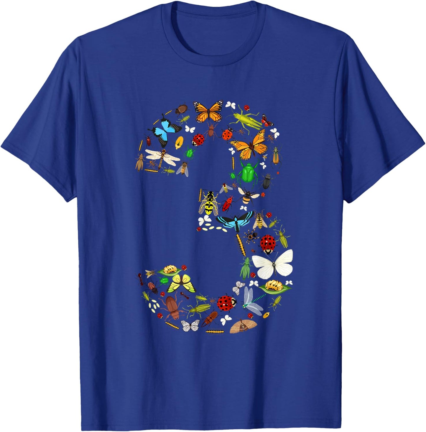 3 Years Old Three Bug 3rd Birthday Bugs Insects Boy Girl T-Shirt - T-Shirt | Royal