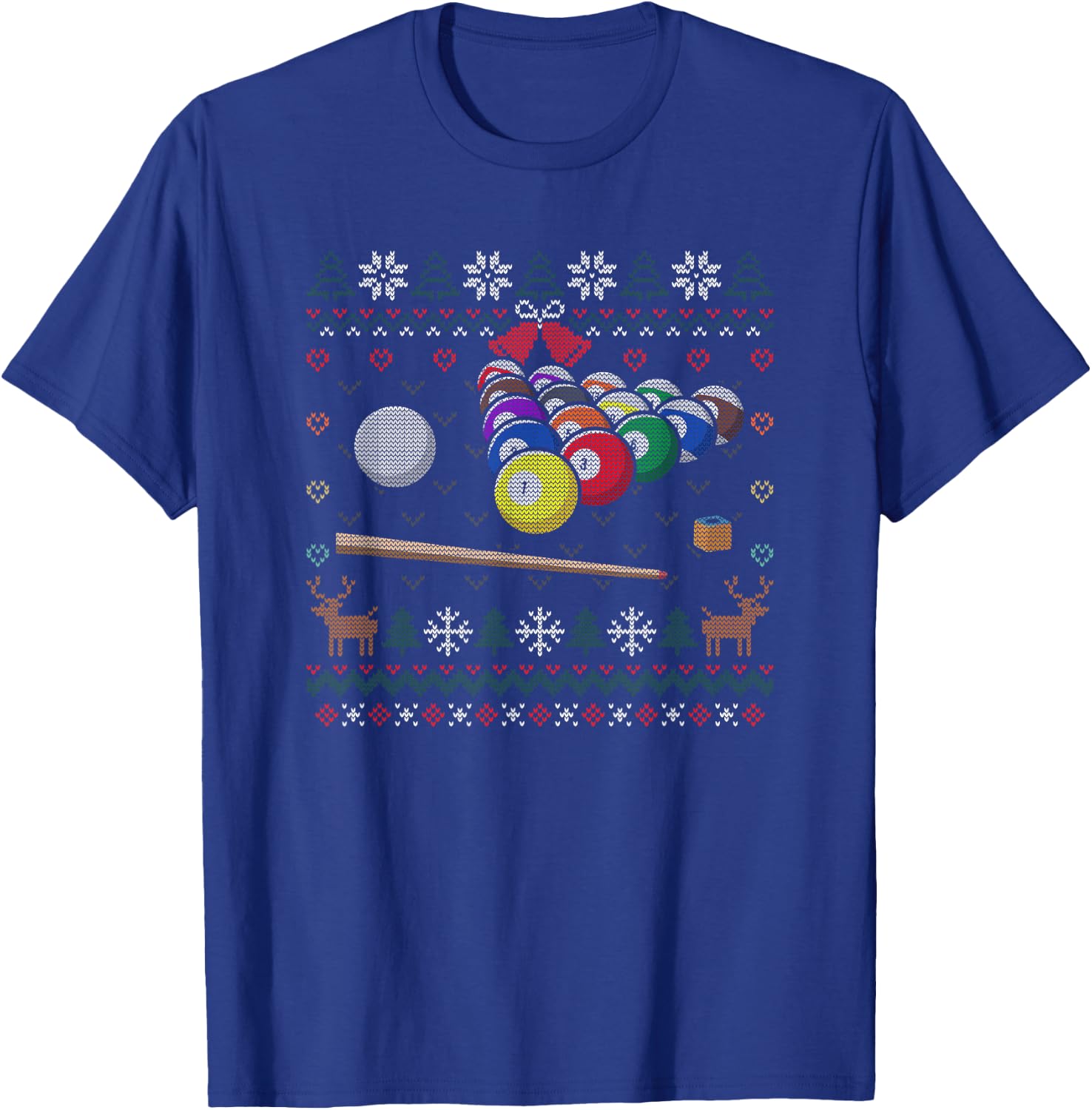 Pool Billiard Ugly Christmas Sweater Snooker Player 8 Ball T-Shirt - T-Shirt | Royal