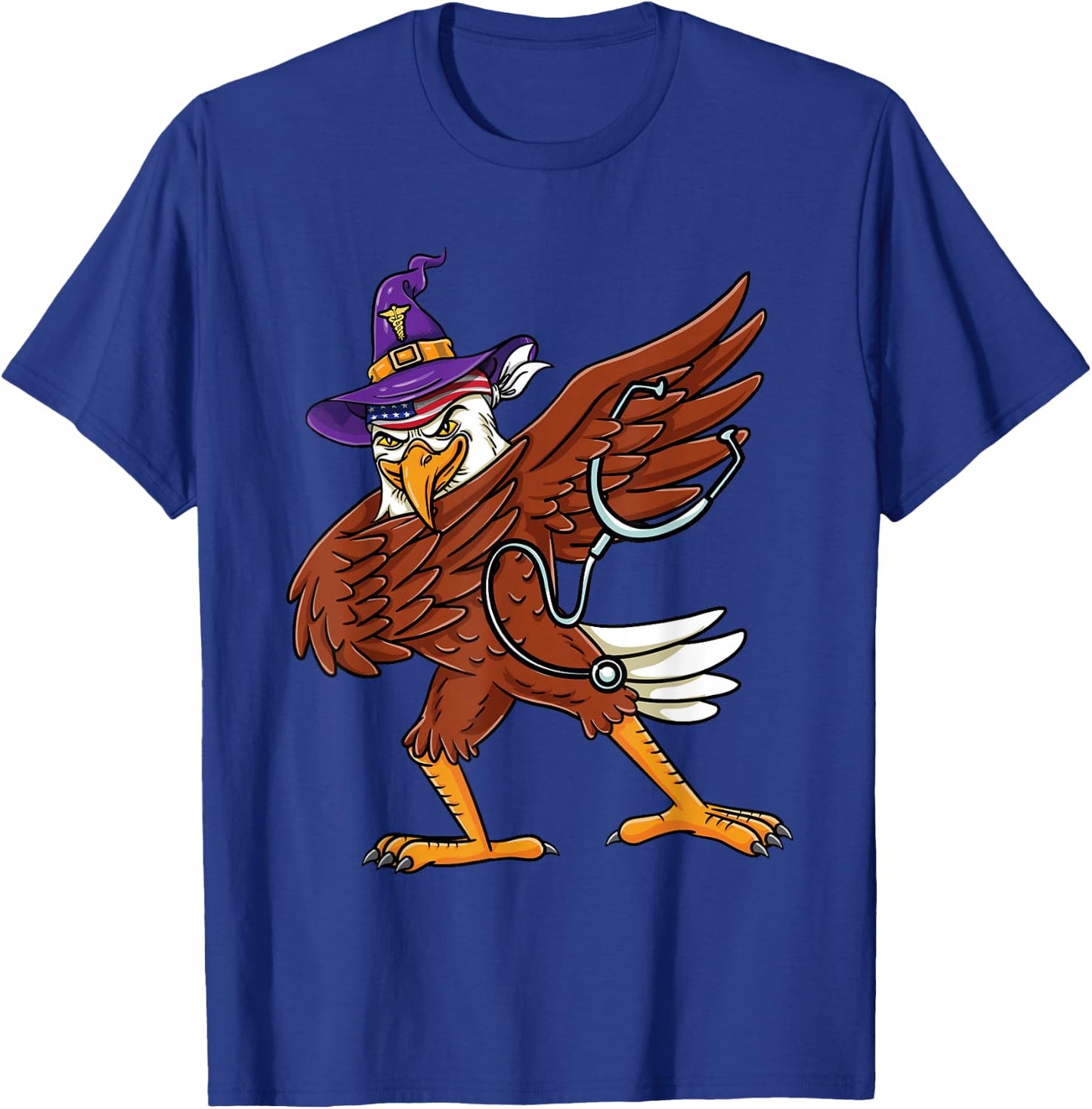 Dabbing Witch Eagle Nurse Halloween T-Shirt - T-Shirt | Royal