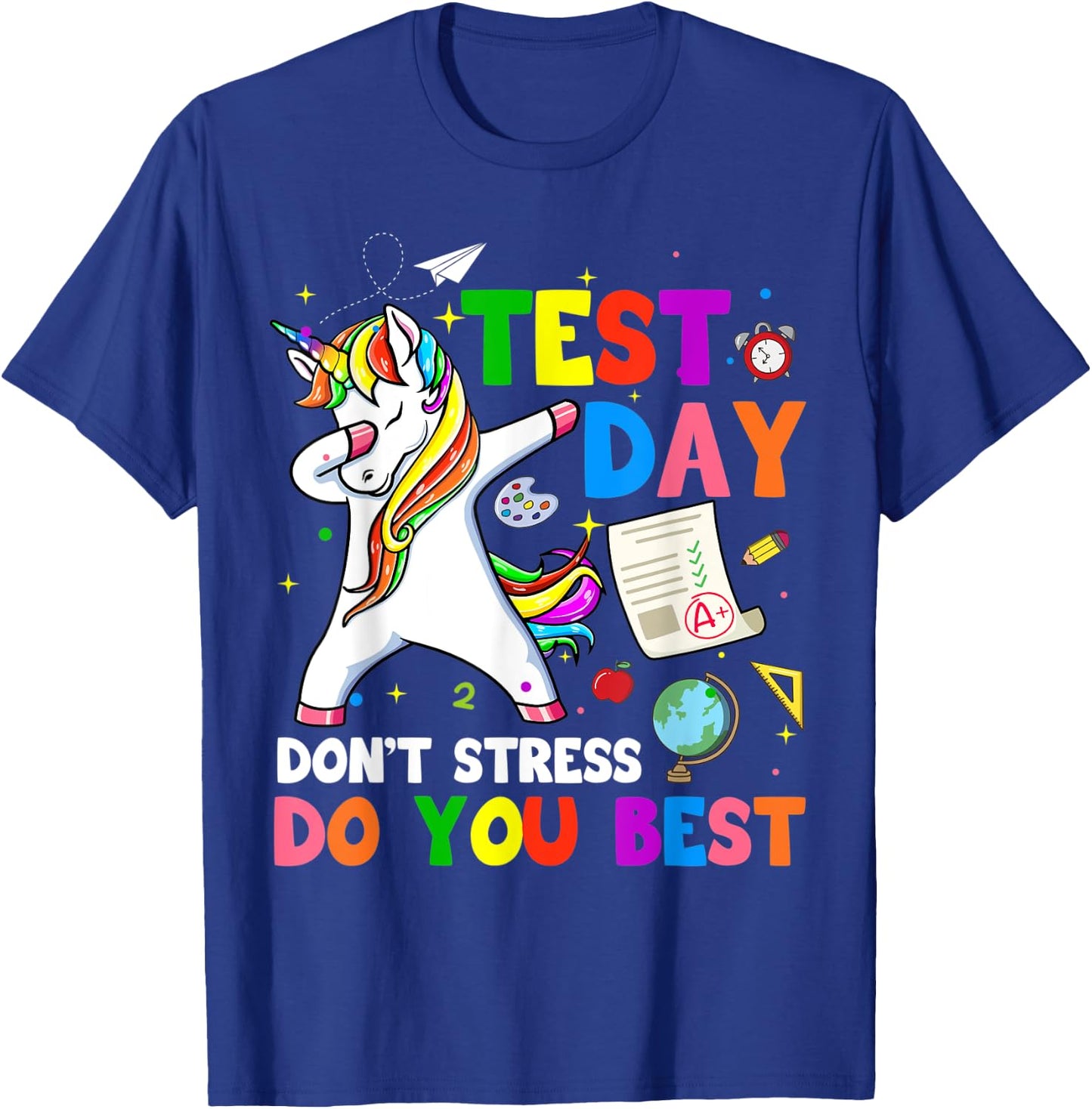 I'm Ready To Crush Test Day Unicorn Dabbing Testing Day T-Shirt - T-Shirt | Royal