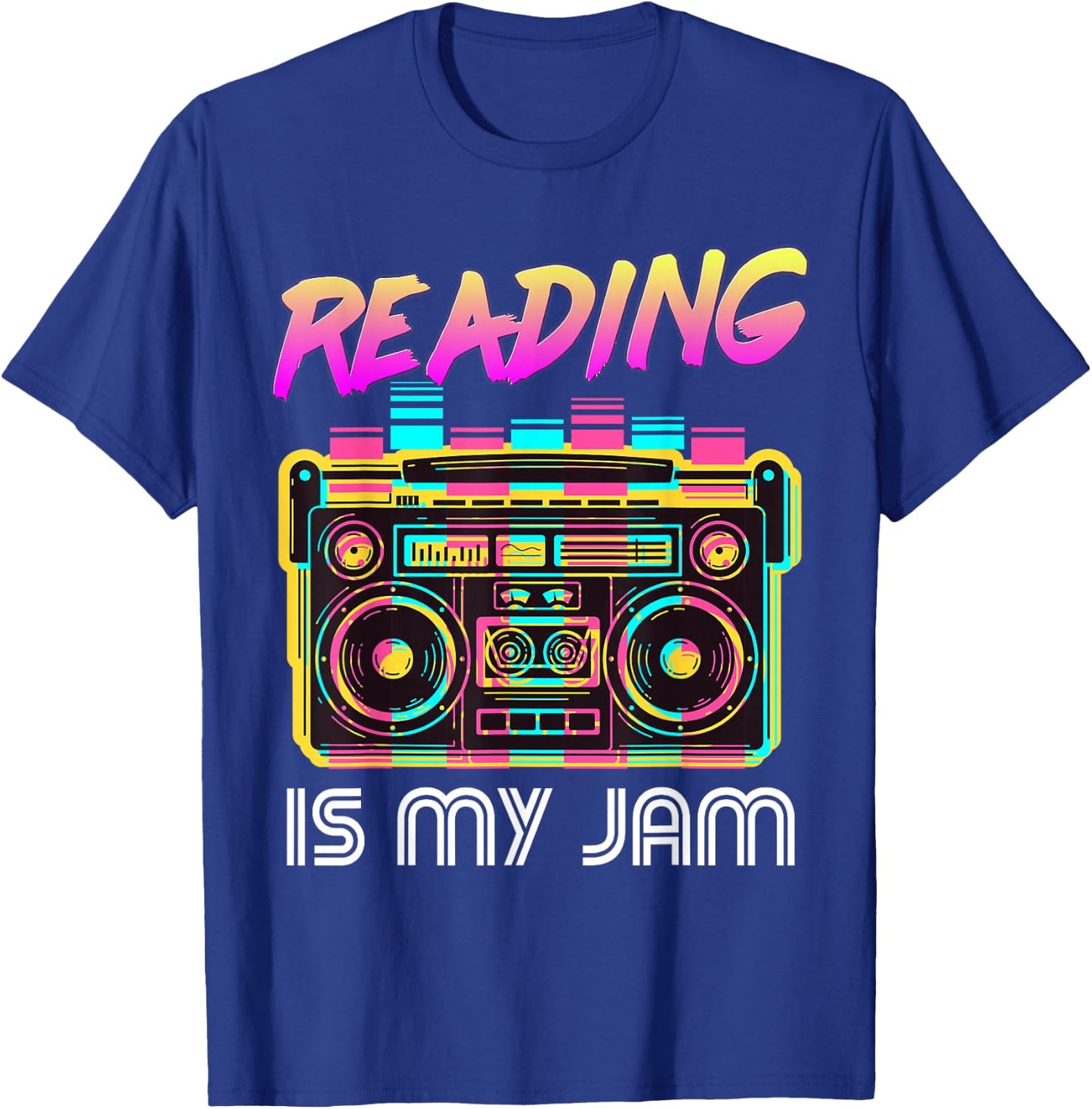 Back to School Retro Reading is My Jam 80s Teacher Boombox T-Shirt - T-Shirt | Royal