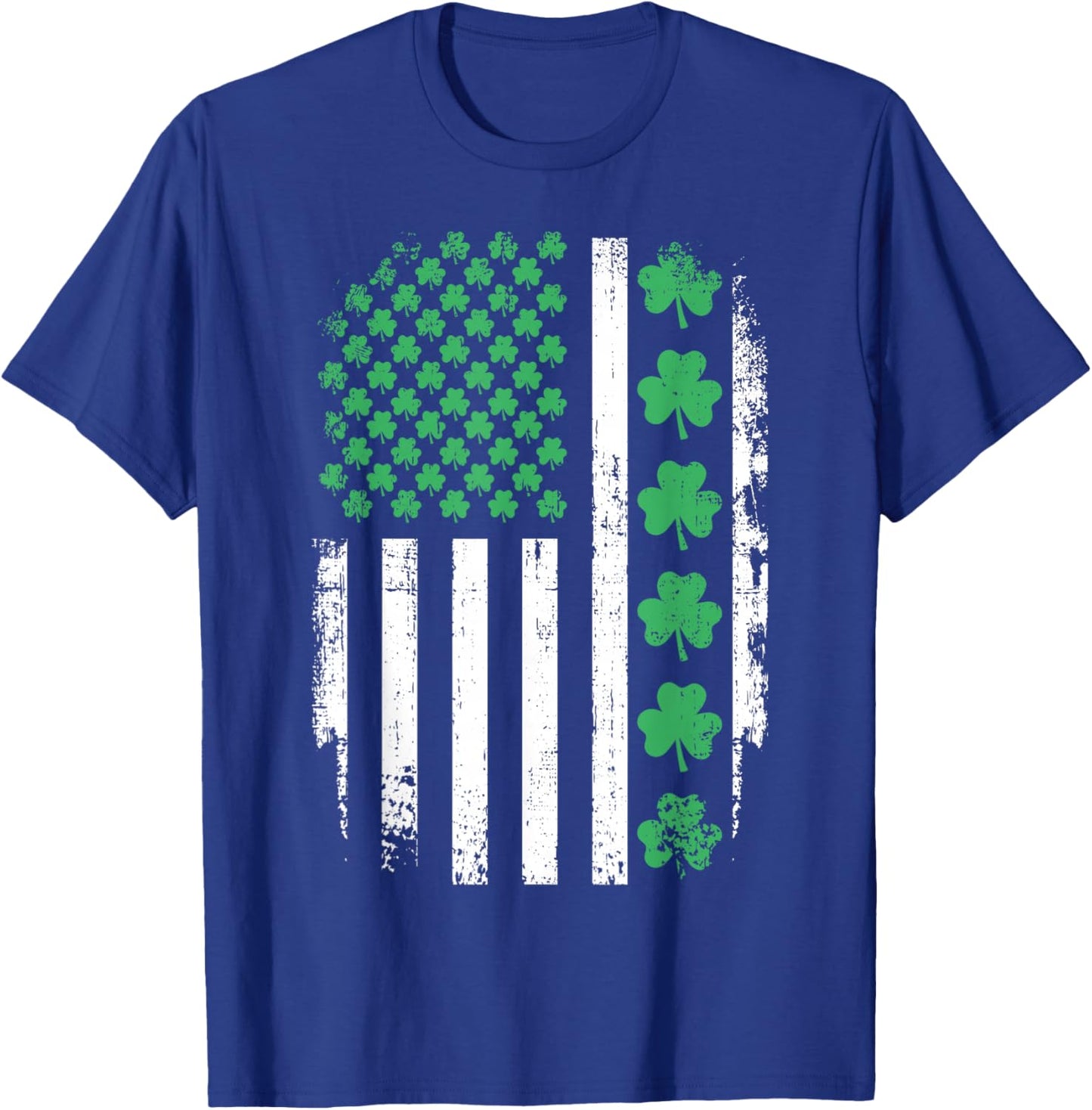US American Flag with Shamrocks for St Patricks Day T-Shirt - T-Shirt | Royal