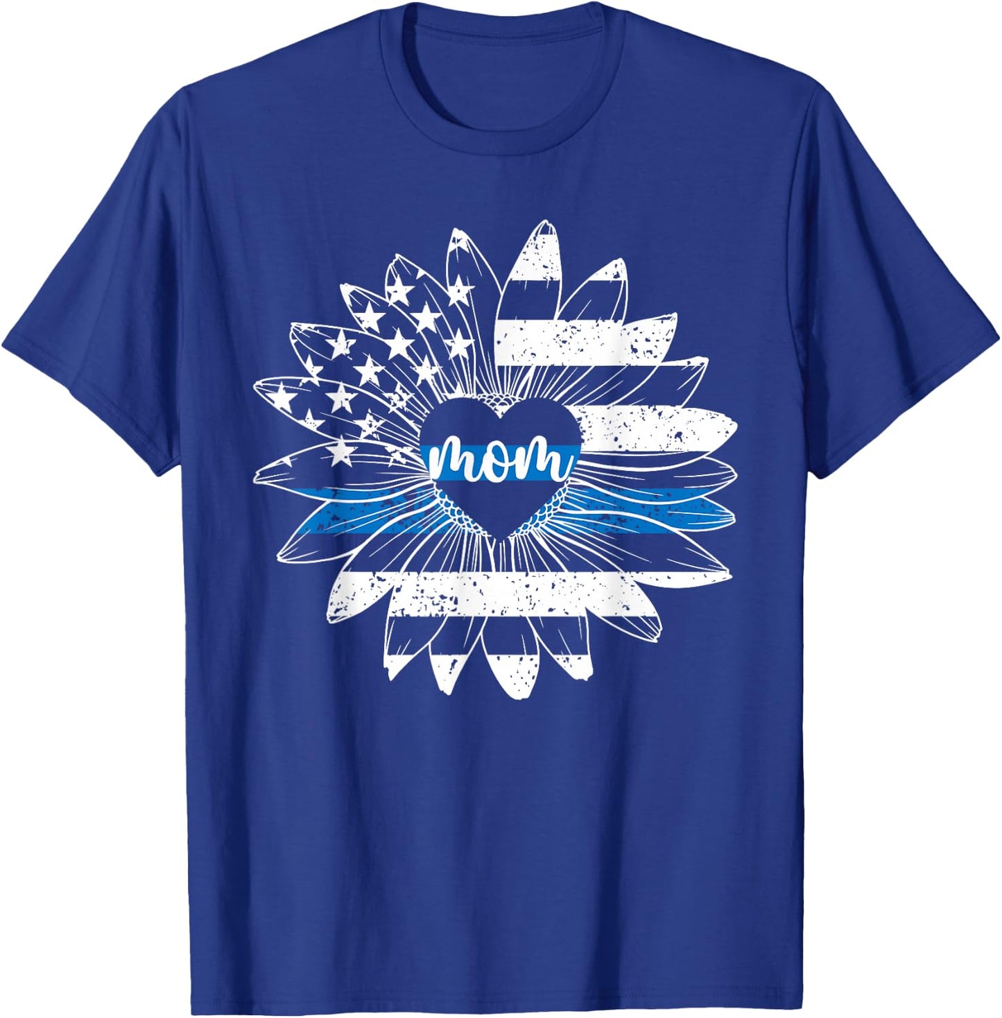 Police Mom Flower Mom Of A Police Officer Mother T-Shirt - T-Shirt | Royal