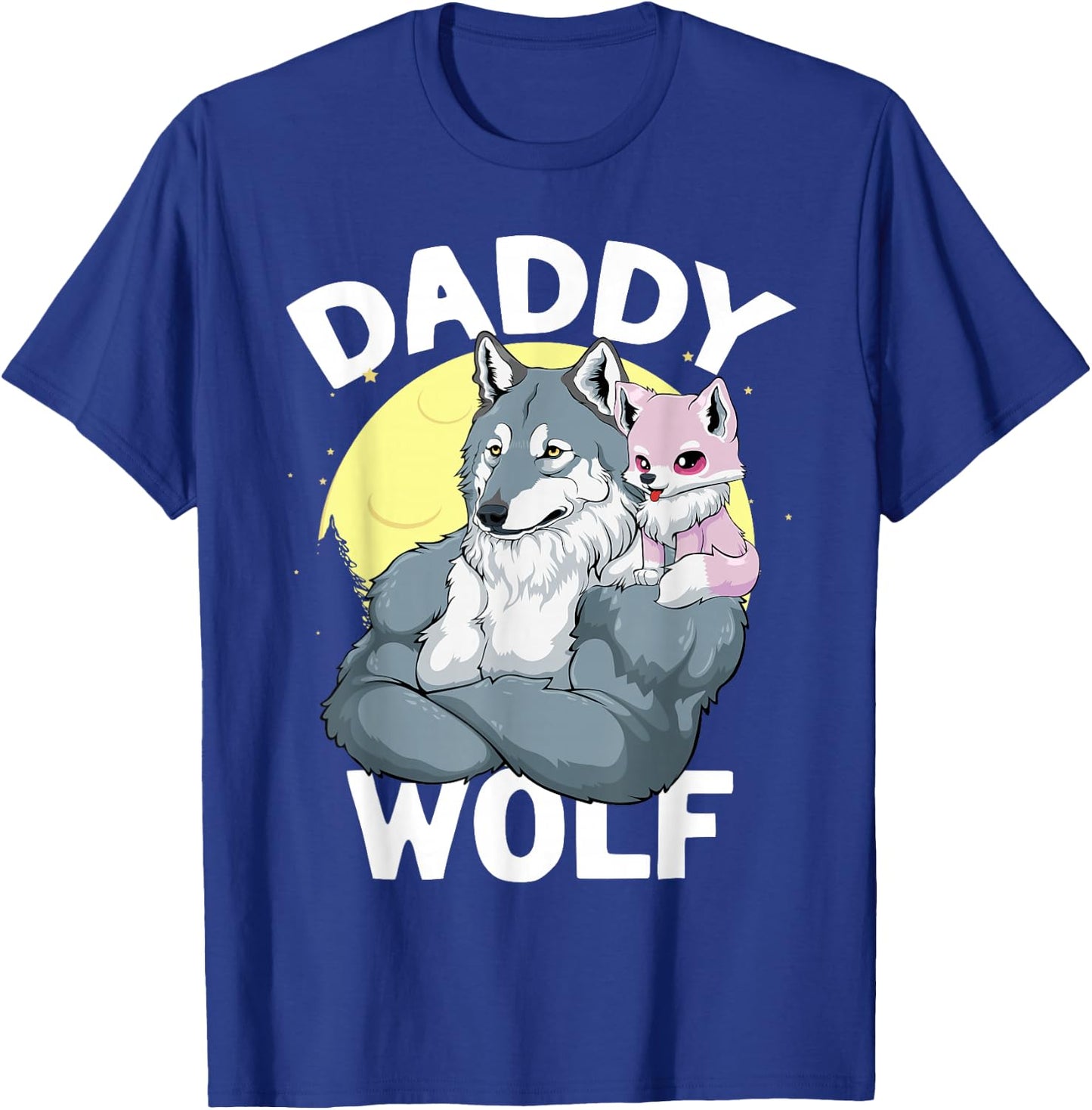 Daddy Wolf with Wolf Dad and Girl Wolf on Fathers Day T-Shirt - T-Shirt | Royal