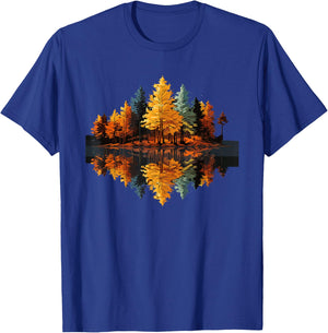 Nature Reflection Forest Trees Outdoor Wildlife T-Shirt - T-Shirt | Royal