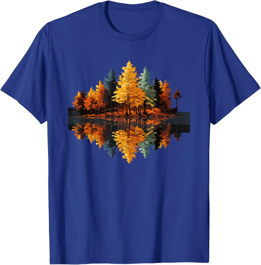 Nature Reflection Forest Trees Outdoor Wildlife T-Shirt - T-Shirt | Royal
