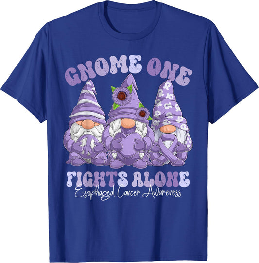 Esophageal Cancer Awareness Month Periwinkle Ribbon Gnomies T-Shirt - T-Shirt | Royal