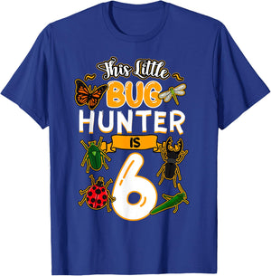 This Little Bug Hunter Is 6 Birthday Insect Bday Party T-Shirt - T-Shirt | Royal